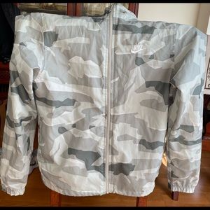 Green Camoflauge design Nike Jacket Brand New Never Worn Size Small. Zipper Hood